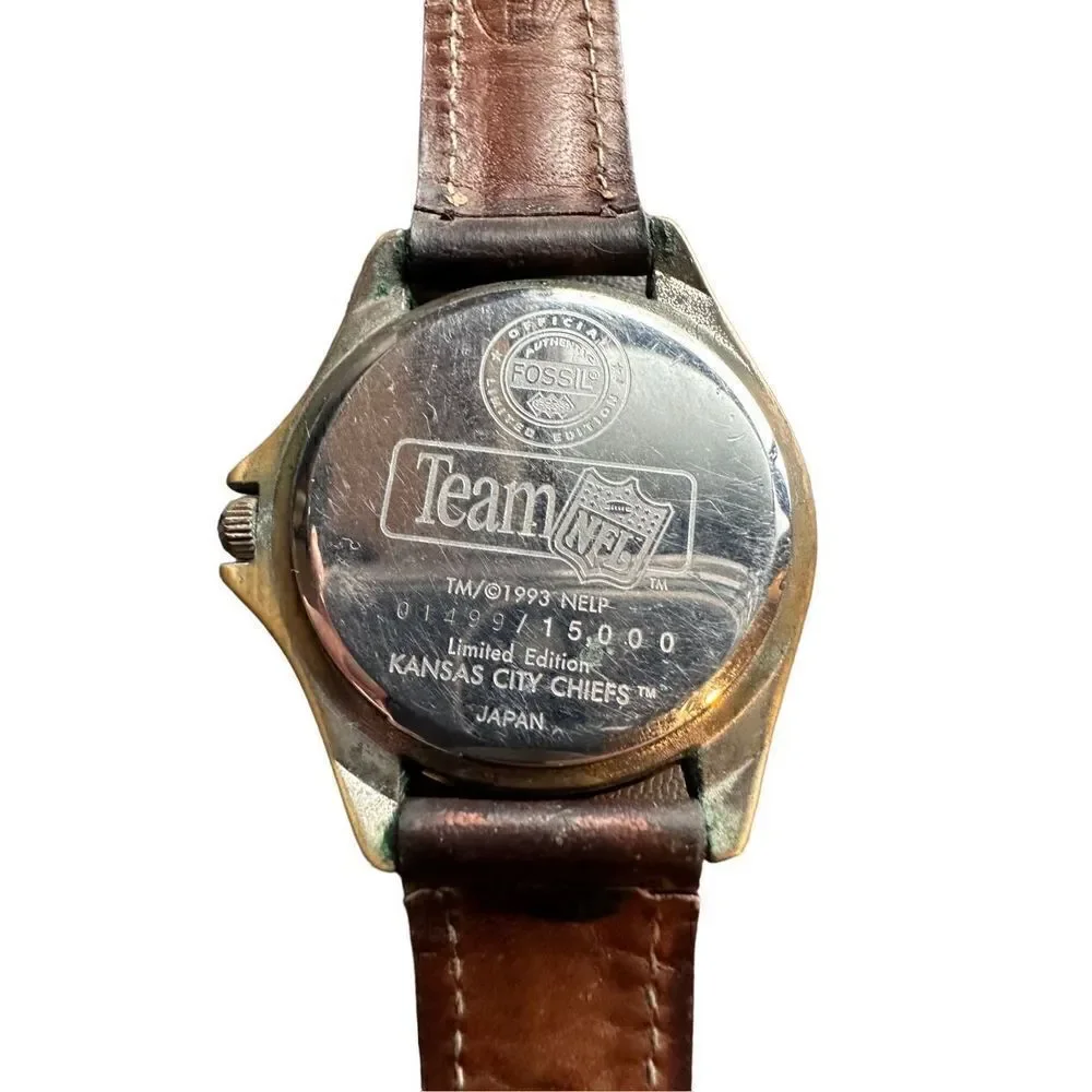 Kansas City Chiefs Team NFL Fossil Watch 1993 Limited Ed Collectors Watch KC vin